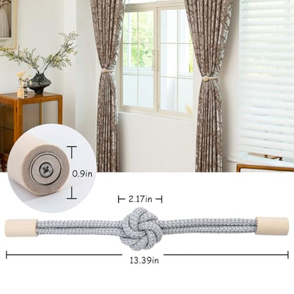 Magnetic Curtain Tiebacks Holdbacks Rope Curtain Tie Backs Outdoor Contoeey - color: Silver