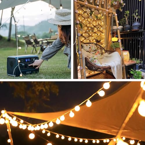 Globe String Lights, 32.8 FT 80 LED USB Powered Waterproof Timer 8 Modes Fairy String Lights with Remote for Bedroom Christmas Party Patio Garden Indoor Wedding Decor, Warm White, 10M