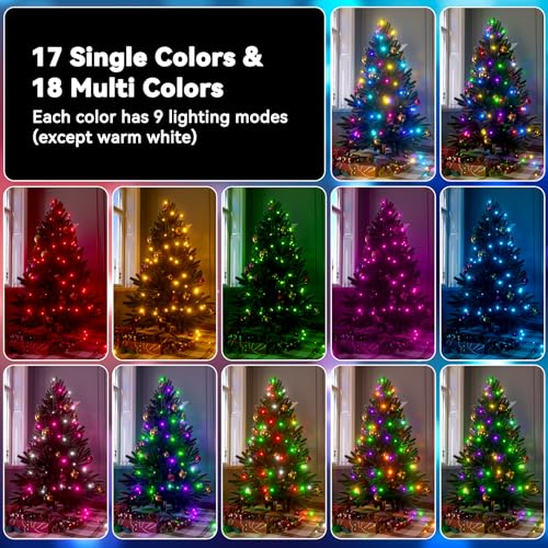 LitHome Color Changing Christmas String Lights Connectable 33Ft 100 LED - color: Green Wire, size: 100LED / 33FT