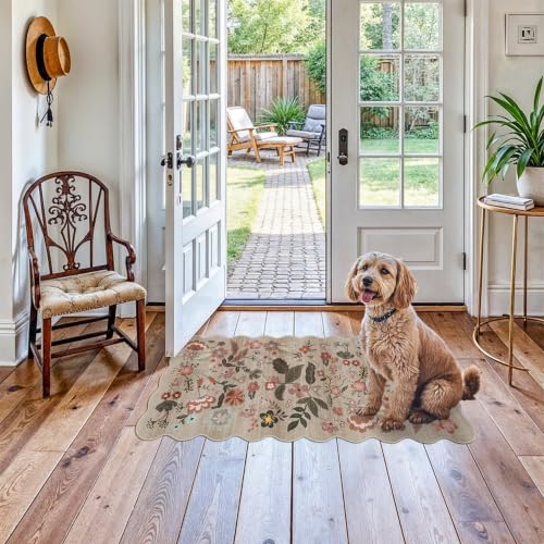 2x4 Small Area Rug for Entryway: Washable Non Slip Kitchen Runner Brown - color: Beige-brown, size: 2' x 4' (Rectangular)