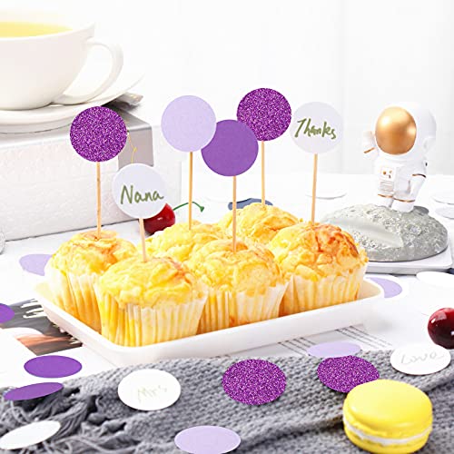 300pcs Glitter Purple Lavender White Confetti Graduation 2026 Gender Reveal Table Confetti Bridal Baby Shower Wedding Christmas Birthday Party Decoration Paper Dot Lasting Surprise - color: Purple Lavender White