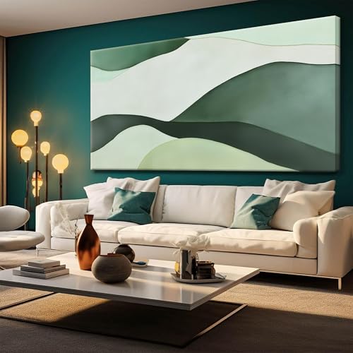 Suconvng Abstract Canvas Art Wall Decor Green White Wall Art 20"×40" - color: green, size: 40"L x 20"W