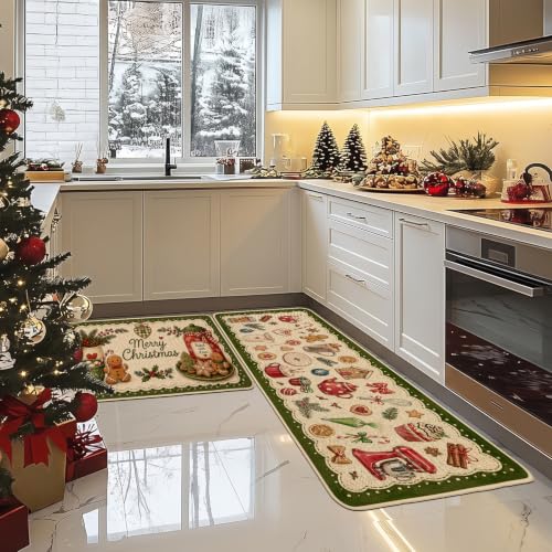 Baccessor Christmas Kitchen Rugs Set of 2 Gingerbread 17x29 and 17x47 Inch - color: Gingerbread Man