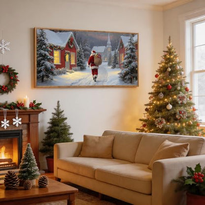 Aurlan Santa Is Coming To Town Framed Wall Art 40x20 Inch - color: Santa Claus is Coming to Town, size: 40"L x 20"W