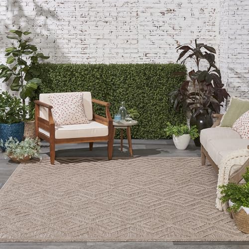 Nourison Home Versatile Natural Beige 7' x 10' Area Rug - Easy Clean, Non Shedding, Bed Room, Living Room, Dining Room, Kitchen (7' x 10') - color: Natural Beige, size: 7' x 10' (Rectangular)