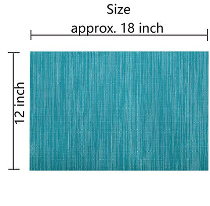 SHACOS Teal Blue Woven Placemats Set of 6 Place Mats for Dining Table - color: Teal Blue, size: Set of 6