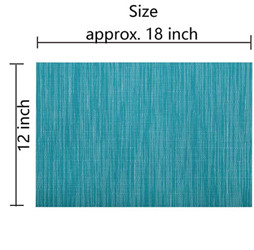 SHACOS Teal Blue Placemats Set of 4 Woven Vinyl Place Mats Easy Clean Dry - color: Teal Blue, size: Set of 4