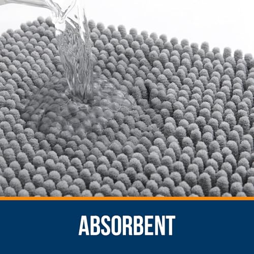 OLANLY Toilet Rugs U-Shaped 20x20, Soft Absorbent Chenille Contour Rugs - color: Grey, size: 20" X 20" Contour Rug