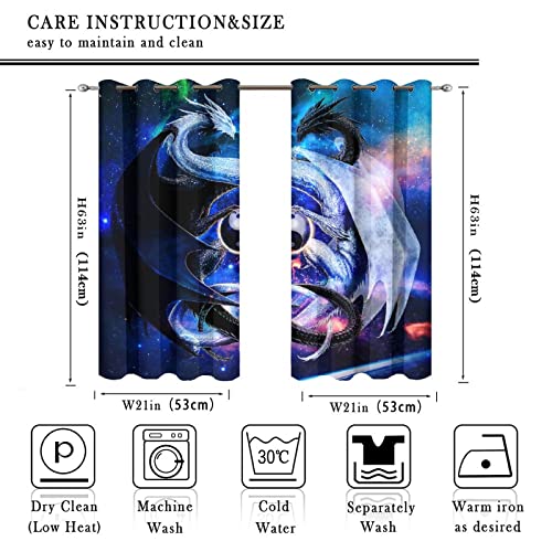Cool Japanese Dragon Blackout Curtains for Bedroom,Fantasy Galaxy Cloud Black White Dragon Yin Yang Room Darkening Window Curtains with Grommets - 2 Panels 45L x 21W - color: Cool Japanese Dragon, size: 42"W x 45"L (Pack of 1)