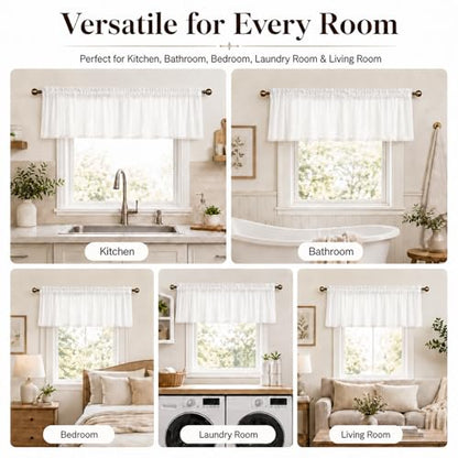 White Cotton Crochet Edge Window Valance, 14" L x 40" W, 2 Panels - color: White, size: 14"L x 40"W (Pack of 2)