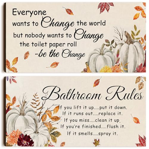 Jetec 2 Pcs Fall Decor for Bathroom Fall Decorations Autumn Rustic Decor - style: Fall Style