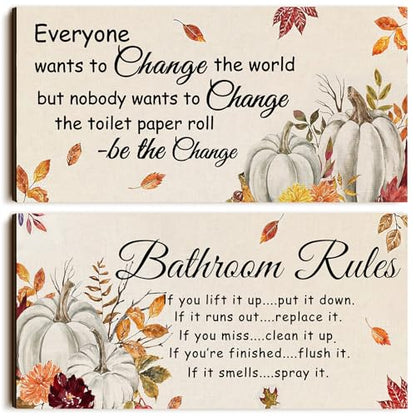 Jetec 2 Pcs Fall Decor for Bathroom Fall Decorations Autumn Rustic Decor - style: Fall Style