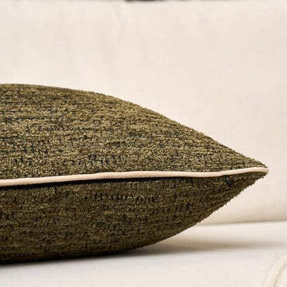 Yangest Chenille Pillow Cover 12 x 20 Inches, Thick Textured Rectangle Throw Pillow Cover Farmhouse Modern Soft Accent Couch Neutral Pillow Cover for Living Room Bedroom, Green - color: Olive Green, size: 20" x 12" (Pack of 1)