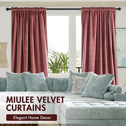 MIULEE Dusty Rose Pink Velvet Room Darkening Curtains for Bedroom W52 x L63 - color: Dusty Rose, size: 52"W x 63"L (Pack of 2)