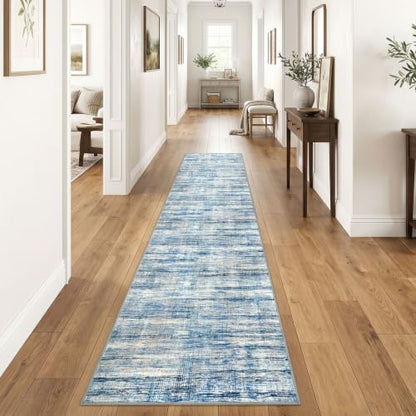 KOZYFLY Modern Runners for Hallways 2x10 Washable Kitchen Runner Rug - color: Blue Beige, size: 2' x 10' (Runner)