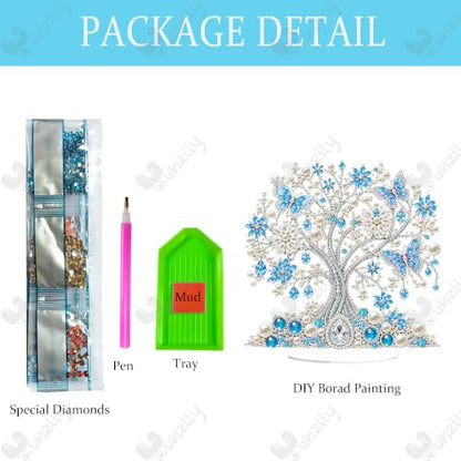 Yunzlly Stand Up Diamond Art Painting Kit, Desktop Gem Painting Ornament Kit for Adults, Tabletop Acrylic Diamond Board Painting (Tree) - color: Tree