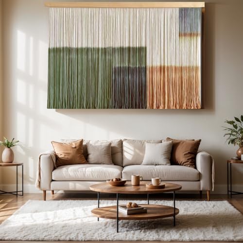 laddawan Extra Large Macrame Wall Hanging Dip-Dyed Tapestry Modern Wooden Home Wall Art for Living room Boho Handmade Wall Decor for Bedroom (Green1) - color: Green1