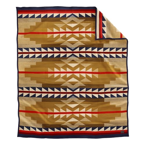 Pendleton Jacquard Unnapped Twin Blanket, 64 x 80 in, Heirloom Virgin Wool - color: Medicine Bow, size: Twin (64" x 80")