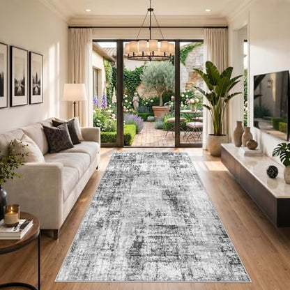 5x10 Rug for Living Room: Non-Slip Washable Hallway Runner Rug Black - color: Black, size: 5' x 10' (Runner)