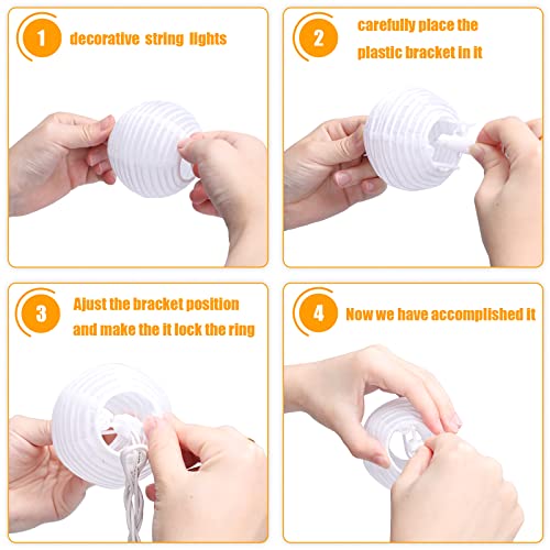Vigdur White Paper Lantern String Lights Plug in Connectable, 9.8FT - color: White Lantern - Large and Small