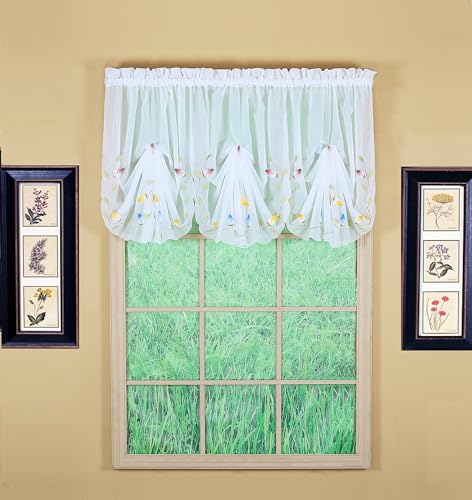 Today's Curtain,Vineyard 3-D Appliqué,Fan Insert, White, 30" W x 40" L - color: White, size: 30"W x 40"L (Pack of 1)