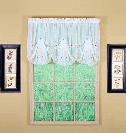 Today's Curtain,Vineyard 3-D Appliqué,Fan Insert, White, 30" W x 40" L - color: White, size: 30"W x 40"L (Pack of 1)