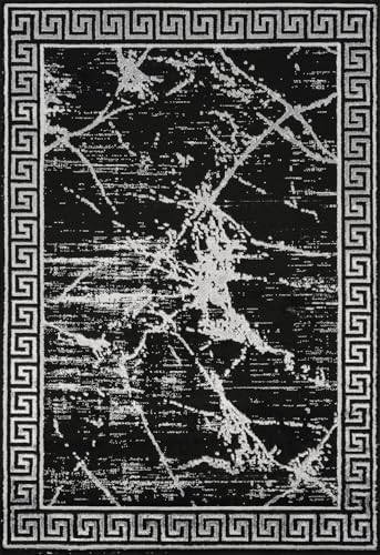 GLORY RUGS Area Rugs Marble 2x7 Black Gray Carpet Modern Abstract Rug Living Room Dining Bedroom Rug - color: Black Gray, size: 2' x 7' (Rectangular)