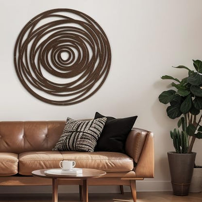 SIGNLEADER Metal Wall Art Decor Abstract Geometric Circles Minimalist Modern Abstract Wall Sculpture Hangings Home Decoration for Living Room, Bedroom, Bathroom, Kitchen, Outdoor - 18" Bronze