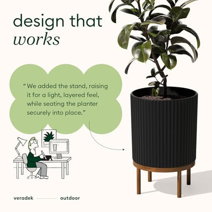 Veradek Demi Series Raised Planter - Round Planter with Stand - color: Black/Brown, size: 12 inch - 2 Pack