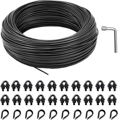 String Light Hanging Kit, All-Black Globe String Lights Suspension - size: 3/16 In. X 100 FT.