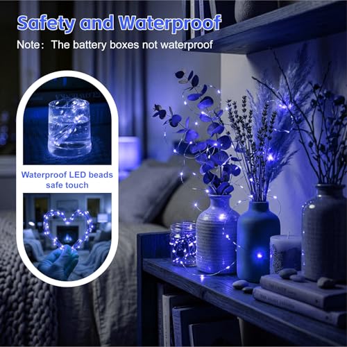 8 Pack Rechargeable LED Fairy Lights 7Ft 20LED Battery Operated - color: Blue