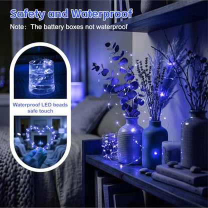 8 Pack Rechargeable LED Fairy Lights 7Ft 20LED Battery Operated - color: Blue