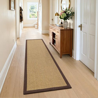 DEXI Jute Runner Rug 2'8''x10', Rug Runners for Hallways, Natural/Brown - color: Natural/Brown, size: 2'8" x 10' (Runner)