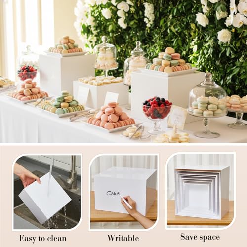 Leinuosen 7 Pcs Extra Large Acrylic Buffet Risers, 8-14" Square, White - color: White, size: 8" to 14", style: Square