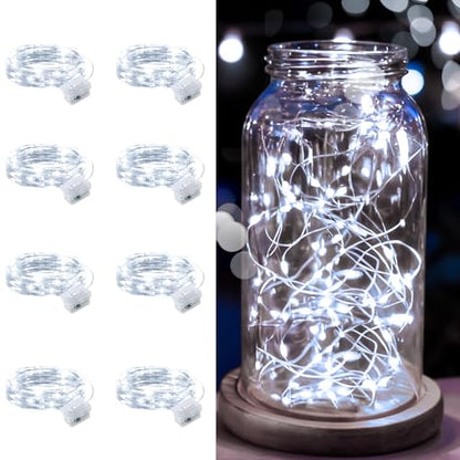 8 Pcs White Fairy Lights Waterproof 7Ft 20LED String Light - color: White, size: 8 PCS