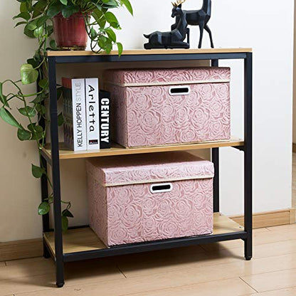 Prandom Large Storage Boxes with Lids,Pink-43x30x30cm,Foldable,3-Pack - color: Pink, size: Large(3-Pack)