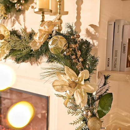 Valery Madelyn 6 Feet Christmas Garland with Lights White Gold Magnolia - color: White Gold, size: 6 feet