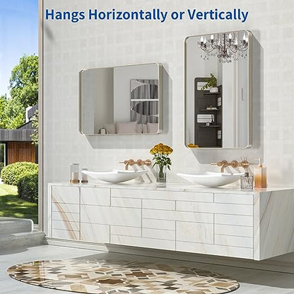 WEER Bathroom Vanity Mirror Brushed Nickel 20X30 Inch - color: Brushed Nickel, size: 20"L x 30"W