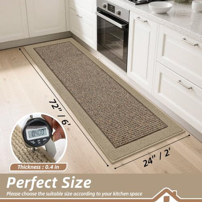 BEQHAUSE Kitchen Runner Rug 24"x72", Non Slip Kitchen Mat Washable, Taupe - color: Taupe, size: 24" X 72" (Rectangular)