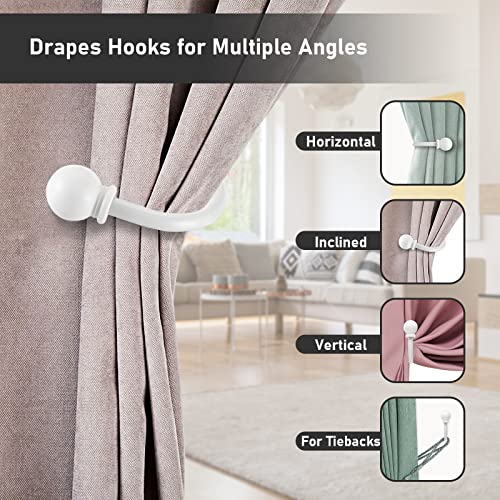 Sumnacon Curtain Holdbacks 4 Pcs Wall Mounted Curtain Tiebacks, White - color: White