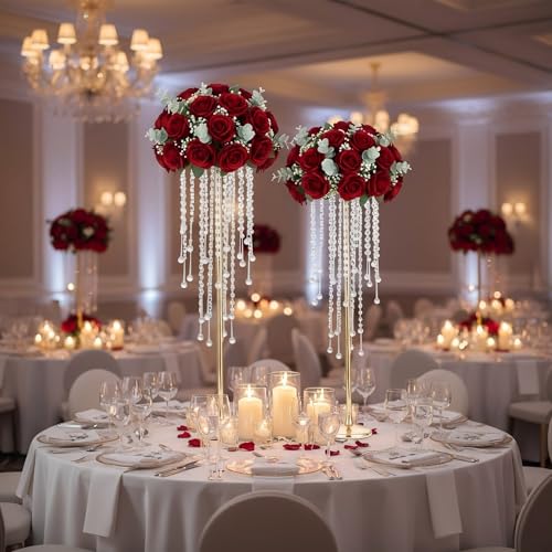 10pcs Flower Centerpieces Vase for Tables, Gold 29.5in Metal Flower Stand - color: Gold, size: 10×L