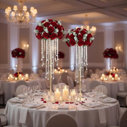 10pcs Flower Centerpieces Vase for Tables, Gold 29.5in Metal Flower Stand - color: Gold, size: 10×L