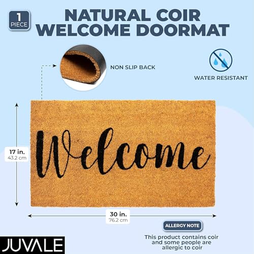 Juvale Welcome Mat Natural Coir Doormat - 30 x 17 in, Natural, Modern - Front Door Mat Outside Entrance & Indoor Entryway - color: 30 X 17 In, Natural, Modern