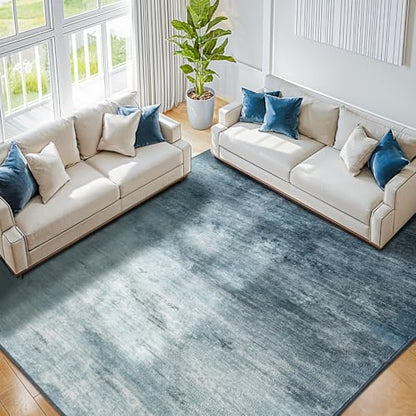6x9 Washable Area Rug, Blue Solid Area Rugs for Living Room & Bedroom - color: Blue, size: 6' x 9' (Rectangular)