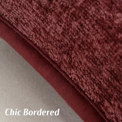 FUTEI Pack of 2 Chenille Soft Throw Pillow Covers 12x20 Inch, Burgundy - color: Burgundy, size: 20" x 12" (Pack of 2)