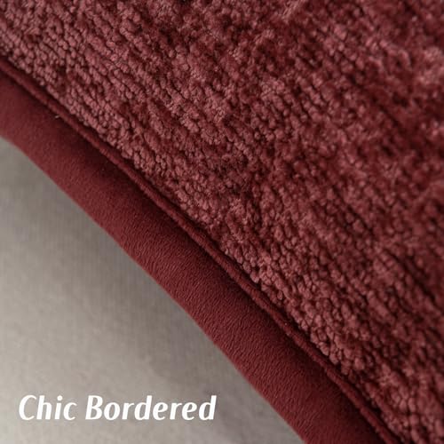 FUTEI Pack of 2 Chenille Soft Throw Pillow Covers 16x16 Inch, Burgundy - color: Burgundy, size: 16" x 16" (Pack of 2)