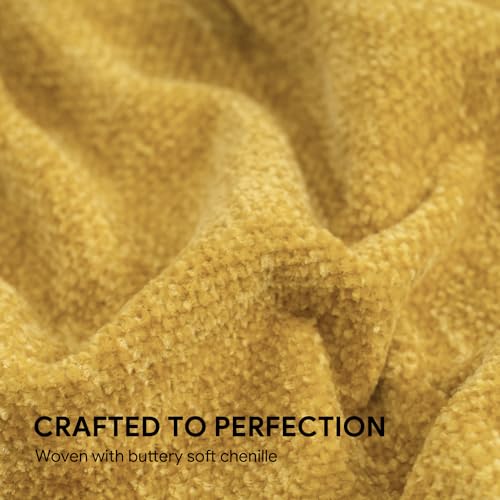 RECYCO Chenille Throw Blanket for Couch, 50"x60", Mustard Yellow - color: Mustard Yellow, size: 50'' X 60''