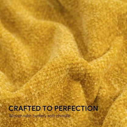 RECYCO Chenille Throw Blanket for Couch, 50"x60", Mustard Yellow - color: Mustard Yellow, size: 50'' X 60''