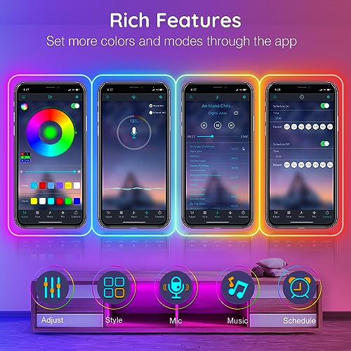 AILBTON 60FT Neon Rope Lights, RGB LED Strip Lights, Waterproof IP67 LED Lights for Bedroom, DIY Design, Music Sync, Remote Control, Multiple Modes for Bedroom - size: 60FT