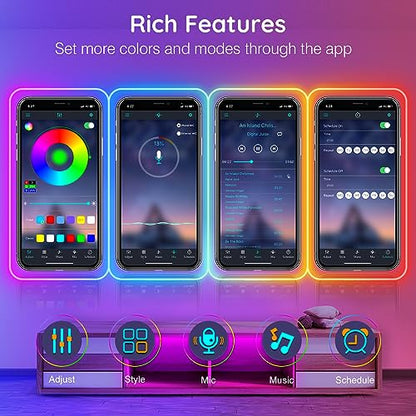 AILBTON 100FT Neon Rope Lights, RGB LED Strip Lights, Waterproof IP67 LED Lights for Bedroom, DIY Design, Music Sync, Remote Control, Multiple Modes for Bedroom - size: 100FT